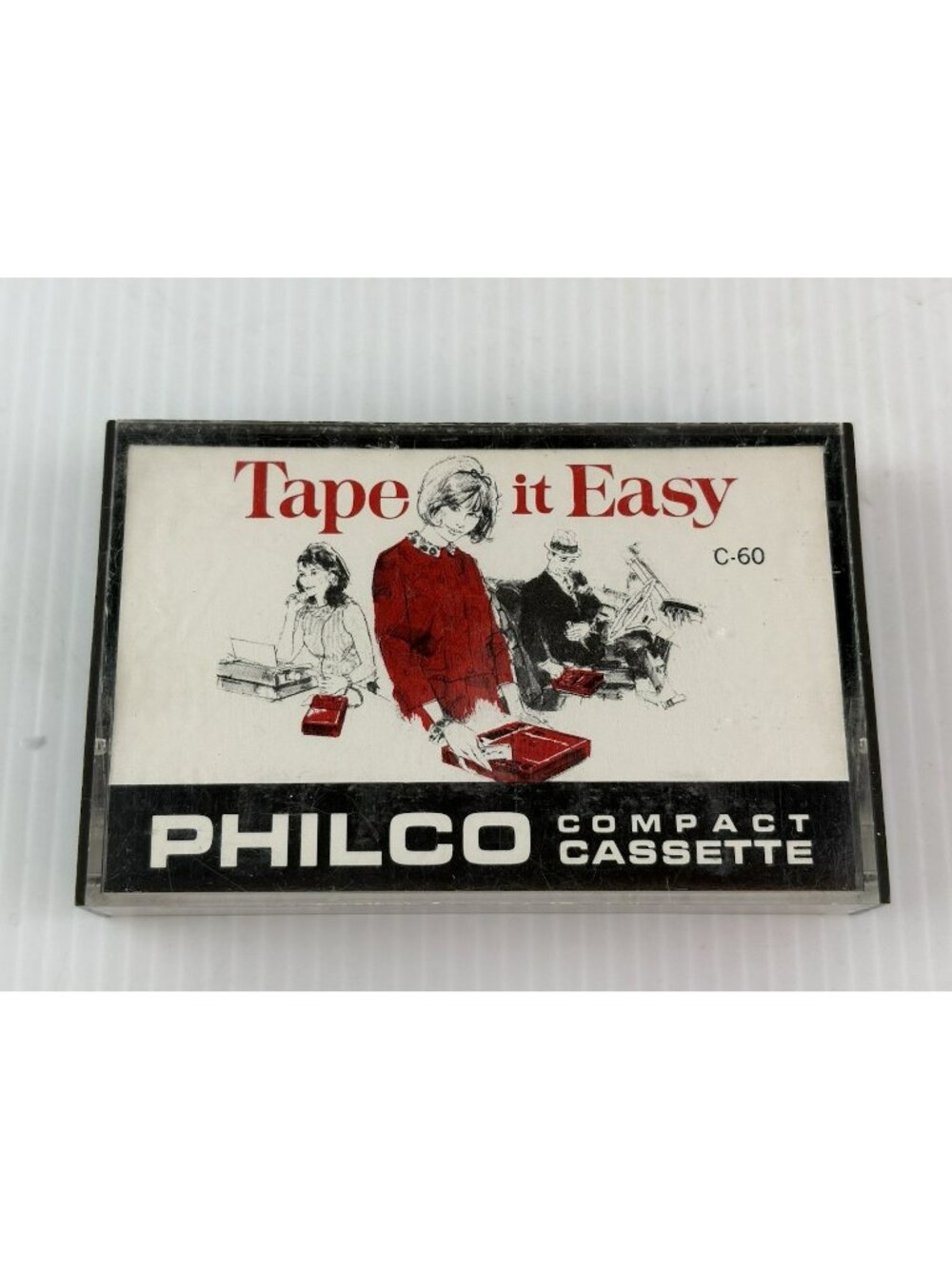 VTG Philco Ford Tape It Easy C-60 Blank Cassette Tape Original Case 1960s RARE
